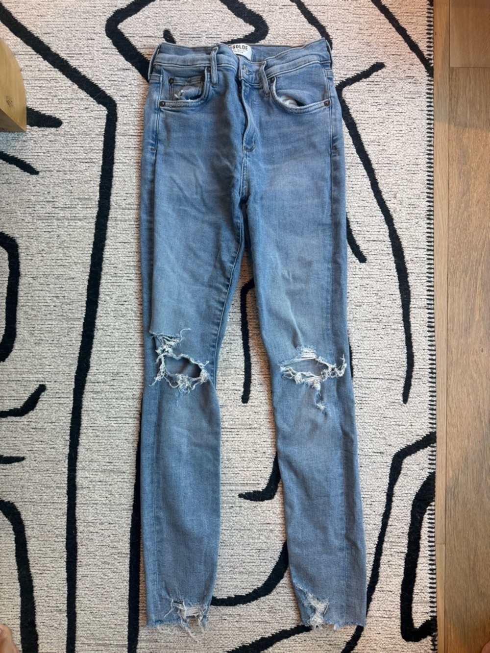 Agolde Light Blue Distressed Sophie Skinny Jeans